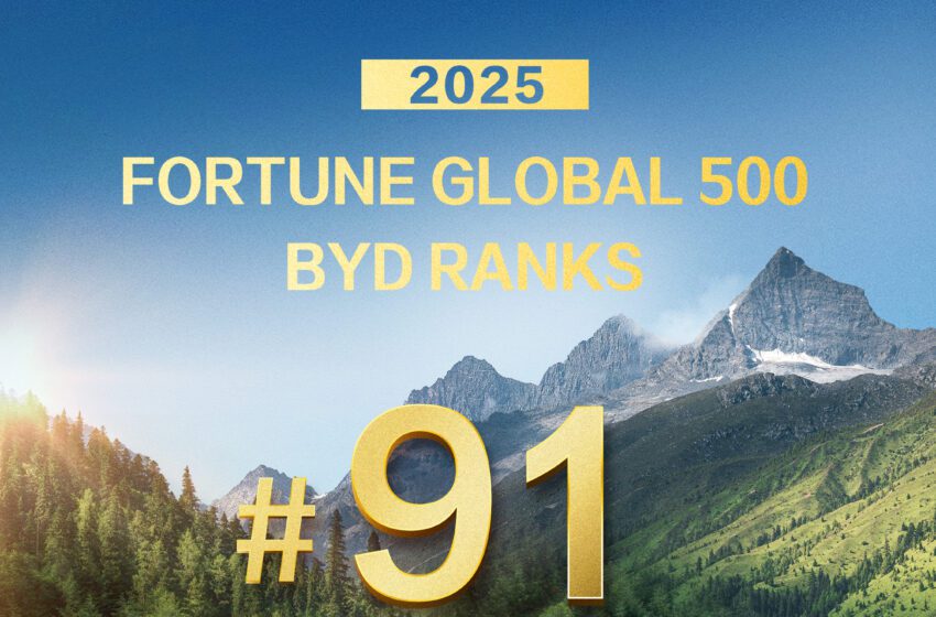  BYD entra nella top 100 della Fortune Global 500
