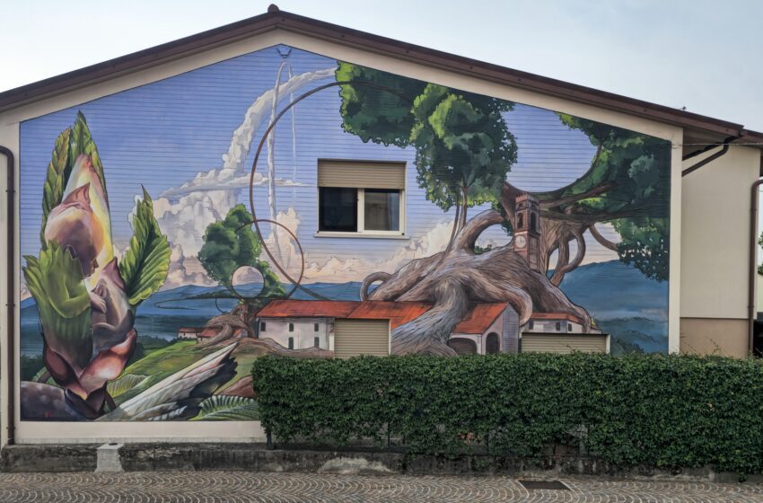  VALLÀ RINASCE CON IL MURALE DI VESOD CHE RICORDA LA TROMBA D’ARIA DEL 2009